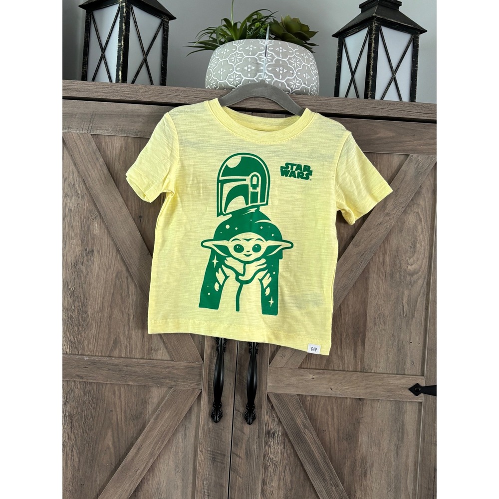 Baby Gap Star Wars Mandalorian Grogu Baby Yoda Yellow Graphic Tee 18-24 Months